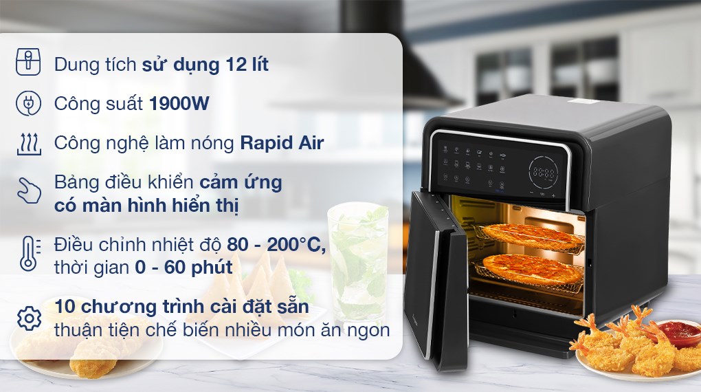 Lò chiên không dầu Kangaroo KG12AF8A 12 lít