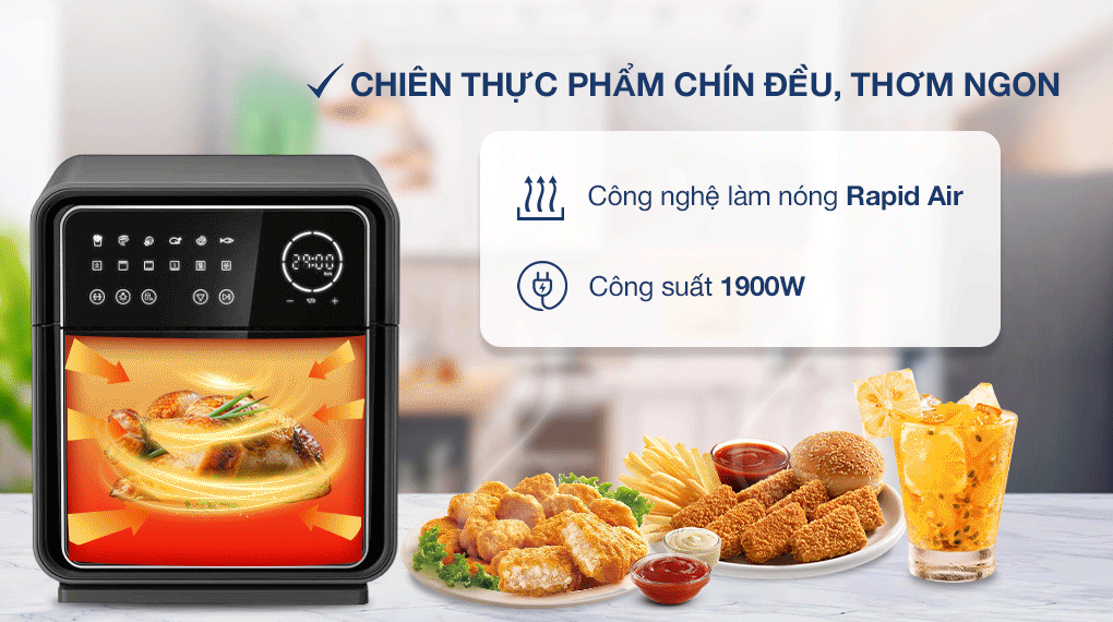 Lò chiên không dầu Kangaroo KG12AF8A 12 lít - Công nghệ 