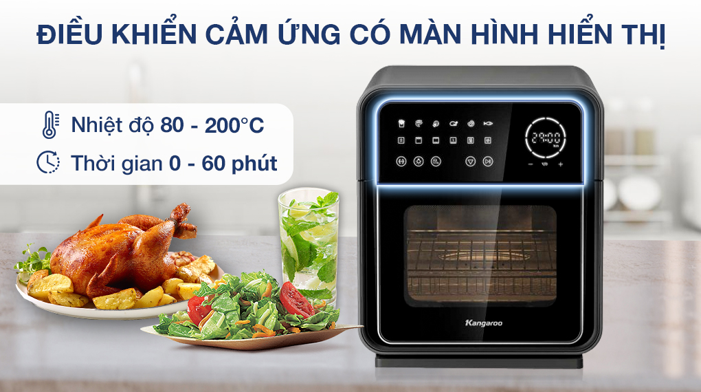 Lò chiên không dầu Kangaroo KG12AF8A 12 lít - Điều khiển
