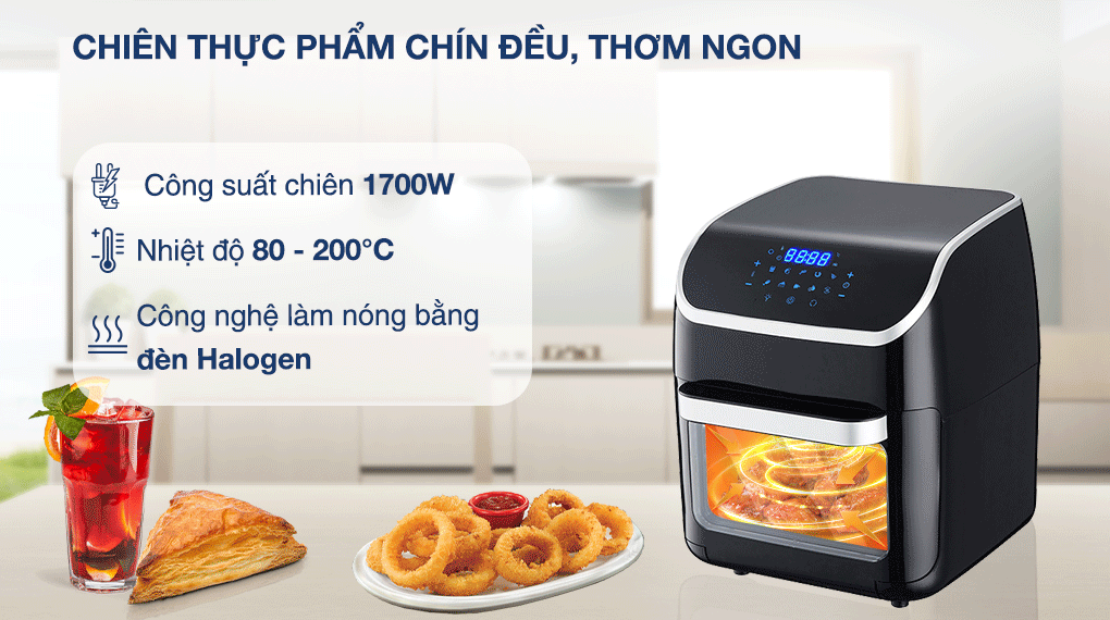Lò chiên không dầu Ferroli FAF-12D 12 lít - Công nghệ, nhiệt độ, thời gian Lò chiên không dầu Ferroli FAF-12D 12 lít - Công nghệ, nhiệt độ, thời gian