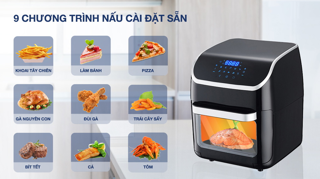 Lò chiên không dầu Ferroli FAF-12D 12 lít - Bảng điều khiển Lò chiên không dầu Ferroli FAF-12D 12 lít - Bảng điều khiển