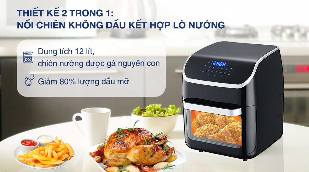 Lò chiên không dầu Ferroli FAF-12D 12 lít - Thiết kế Lò chiên không dầu Ferroli FAF-12D 12 lít - Thiết kế
