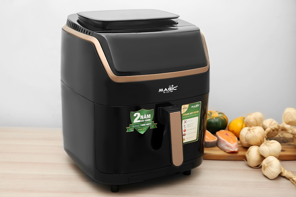 Nồi chiên không dầu kết hợp hấp Magic Eco S07 PRO 7 lít Màu Đen