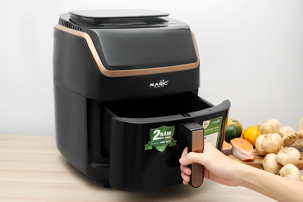 Nồi chiên không dầu kết hợp hấp Magic Eco S07 PRO 7 lít Màu Đen