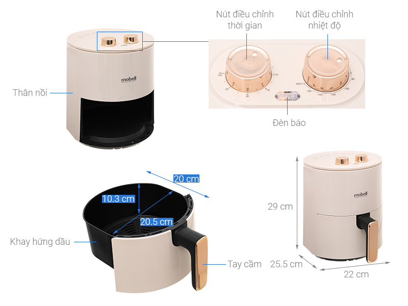 Nồi chiên không dầu Mobell AF-19 4.2 lít