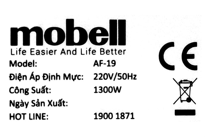 Nồi chiên không dầu Mobell AF-19 4.2 lít Màu Màu be