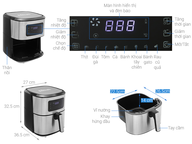 Nồi chiên không dầu Ferroli FAF-7.0D 7 lít