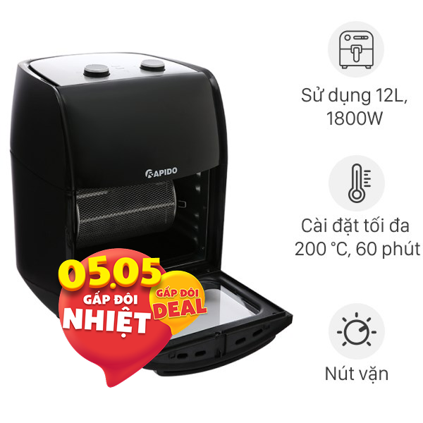 Lò chiên không dầu Rapido 12 lít RAF-12M1