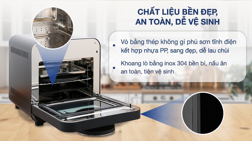 Lò chiên không dầu kết hợp hấp Kalite 15 lít STEAM STAR