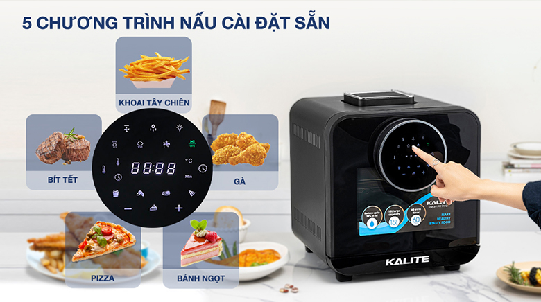 Lò chiên không dầu kết hợp hấp Kalite STEAM STAR 15 lít - Bảng điều khiển