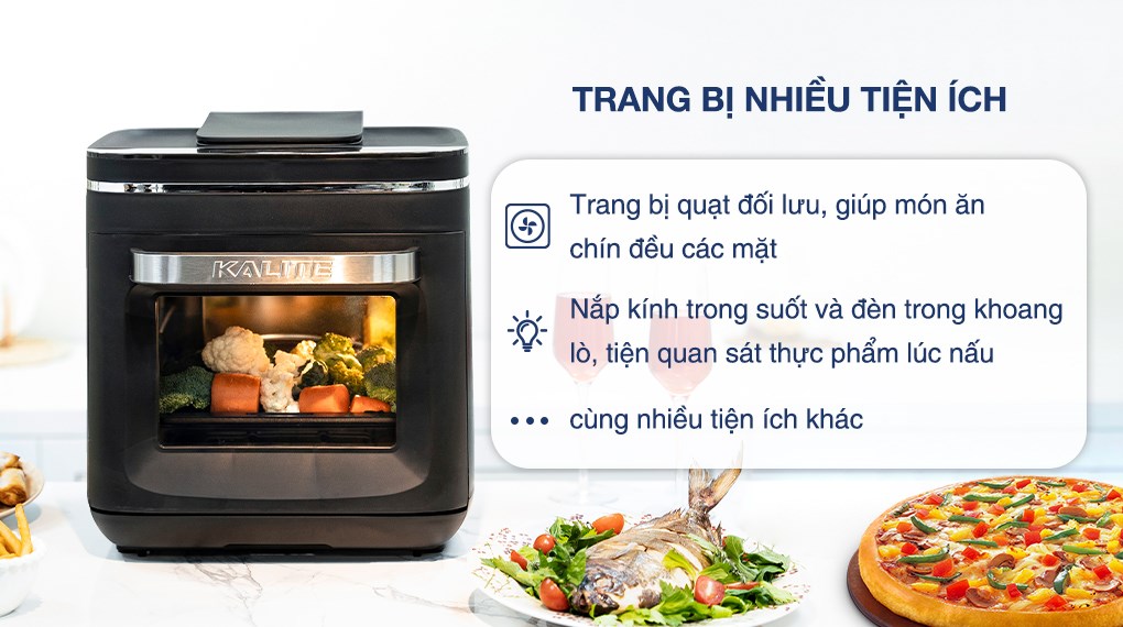 Lò chiên không dầu kết hợp hấp Kalite 15 lít STEAM X