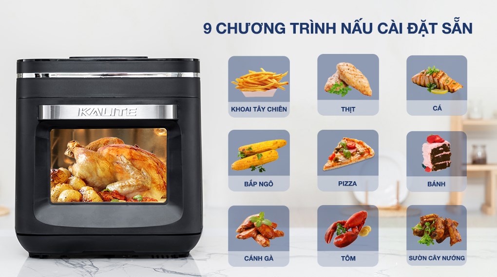 Lò chiên không dầu kết hợp hấp Kalite 15 lít STEAM X