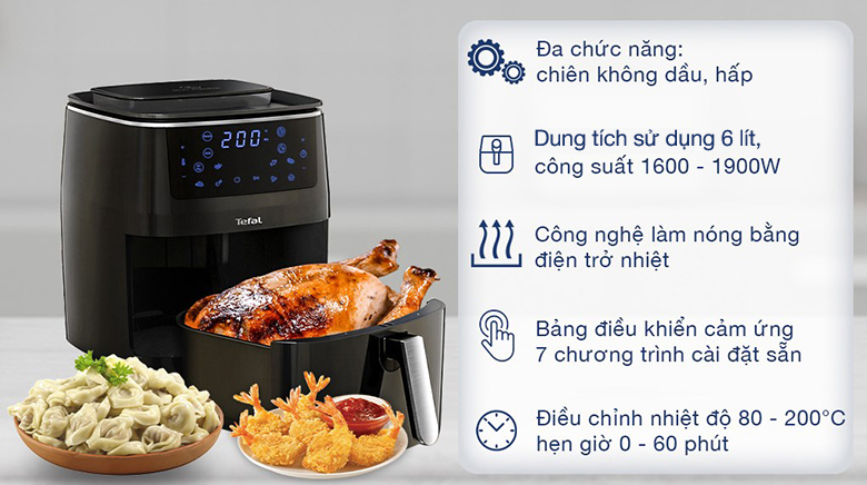 Nồi chiên không dầu kết hợp hấp Tefal FW201815 - Dung tích sử dụng