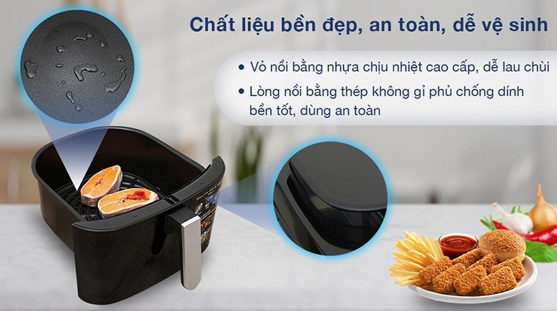 Nồi chiên không dầu kết hợp hấp Tefal FW201815 6.5 lít - Chất liệu