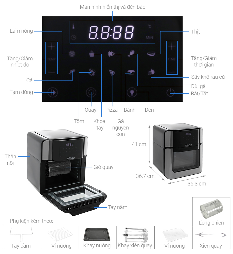 Lò chiên không dầu Sunhouse Mama SHD4088 15 lít