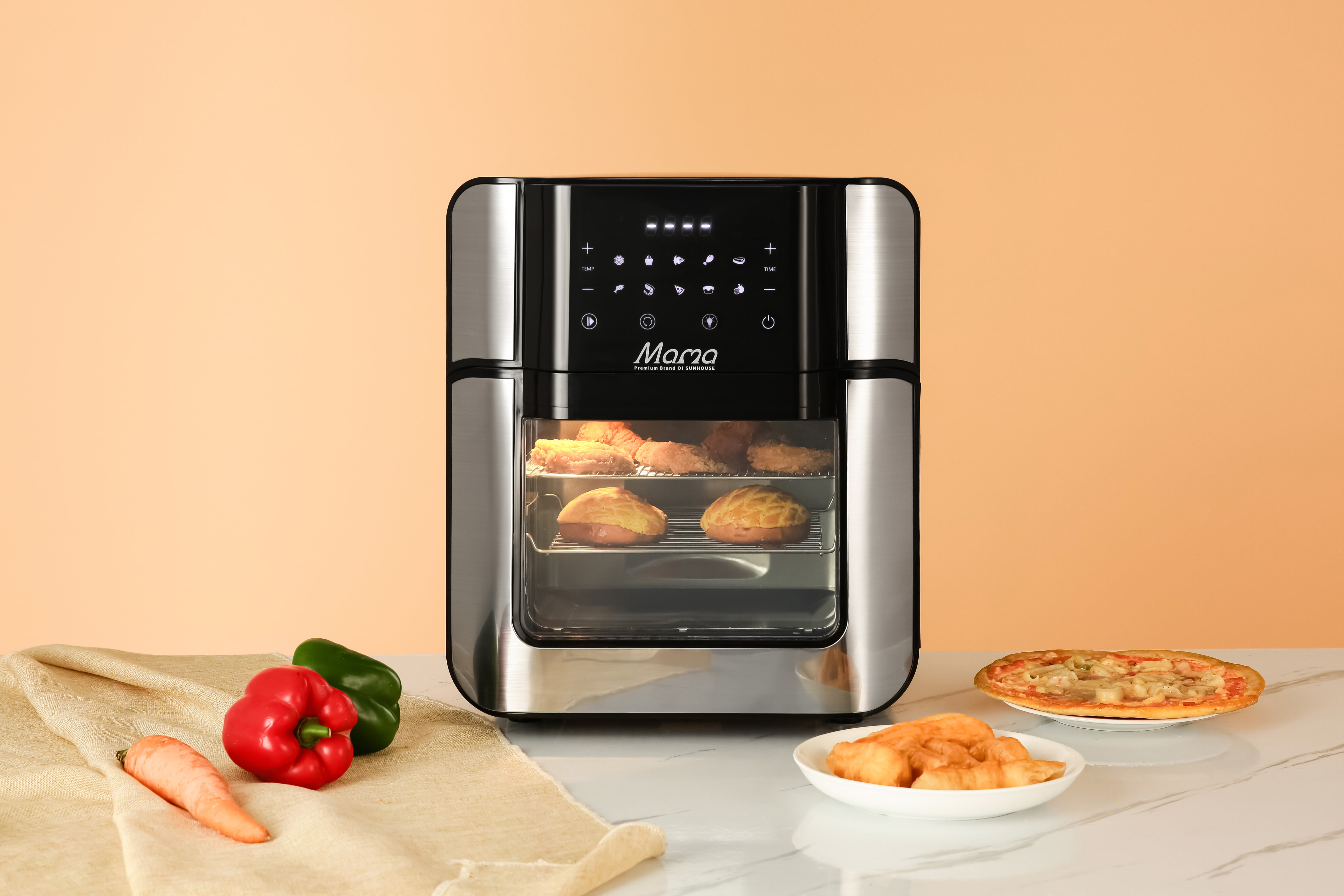 Lò chiên không dầu Sunhouse Mama SHD4088 15 lít Màu Đen - Bạc