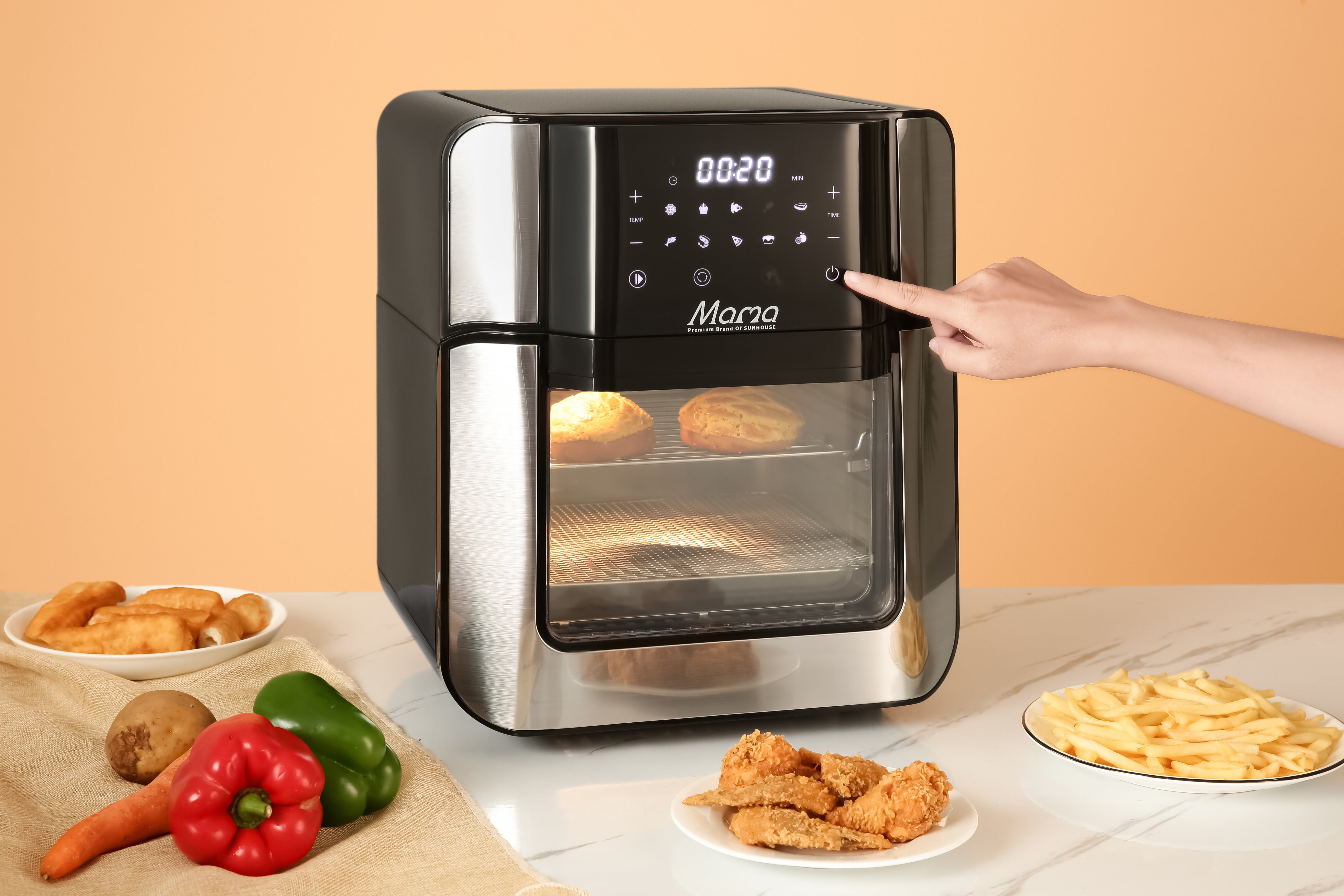 Lò chiên không dầu Sunhouse Mama SHD4088 15 lít Màu Đen - Bạc