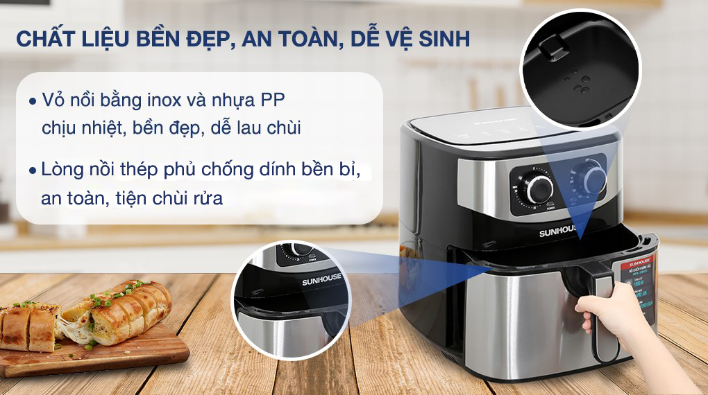 Nồi chiên không dầu Sunhouse SHD4035 9 lít - Chất liệu