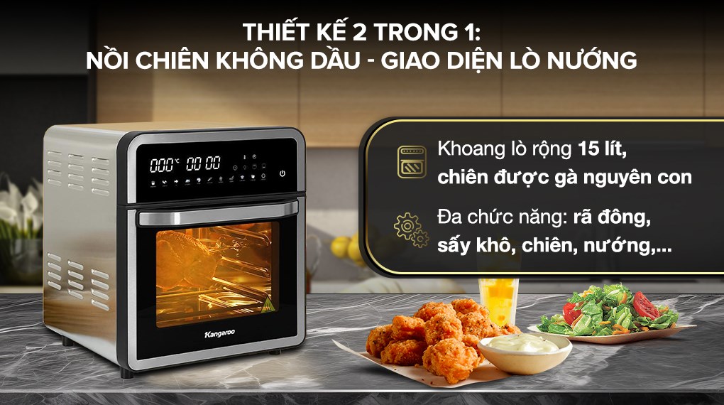 Lò chiên không dầu Kangaroo KG15AF1A 15 lít