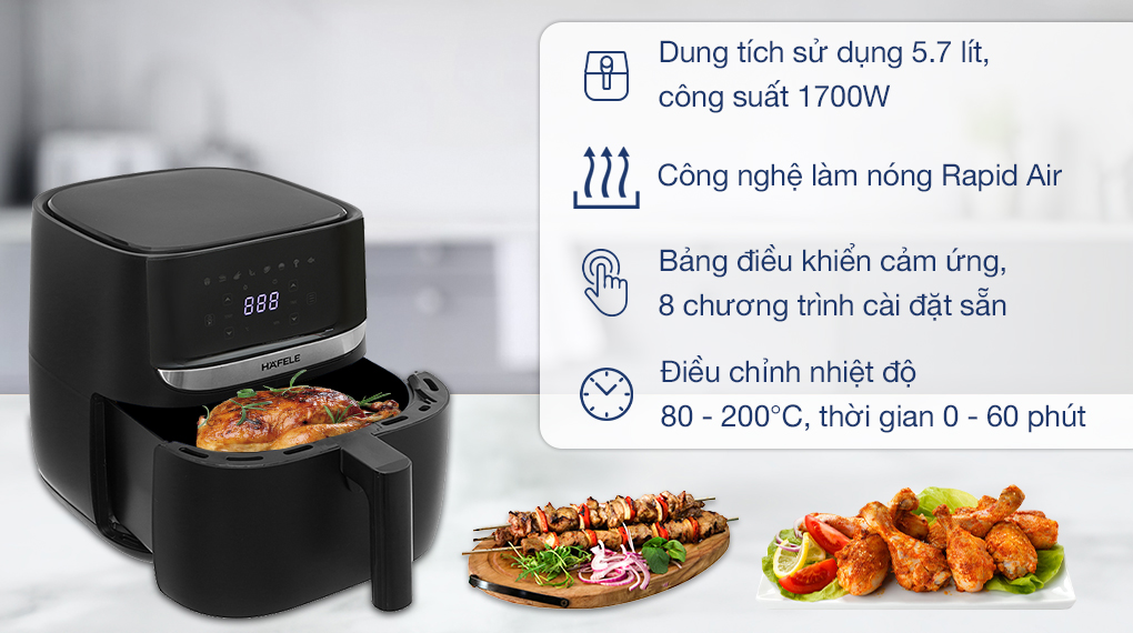 Nồi chiên không dầu Hafele HS-AF502B (535.43.713) 5.7 lít - Tổng quan