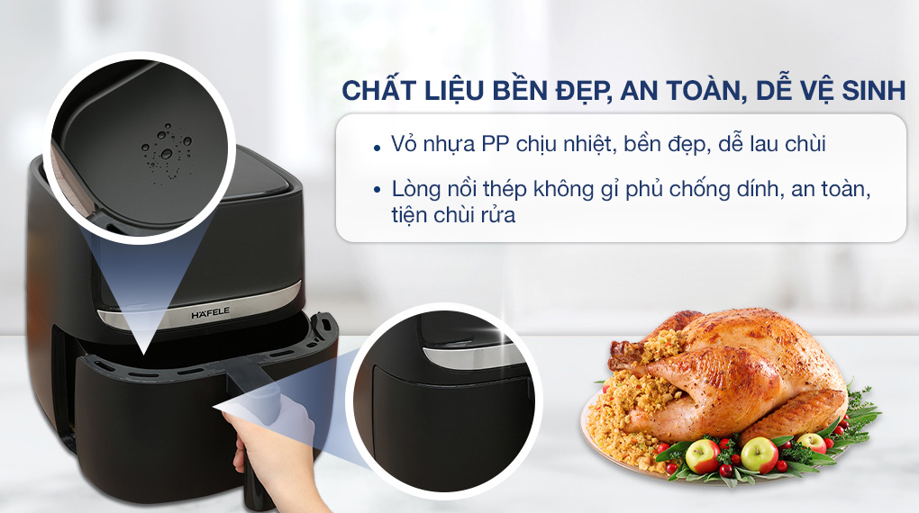 Nồi chiên không dầu Hafele HS-AF502B (535.43.713) 5.7 lít - Chất liệu