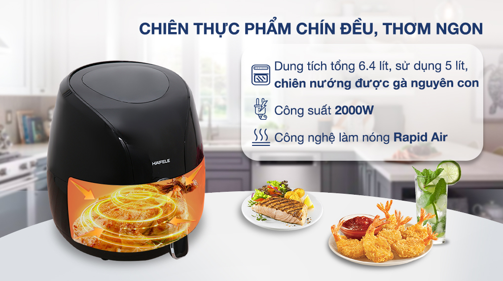 Nồi chiên không dầu Hafele HS-AF601B (535.43.714) - Công nghệ, công suất