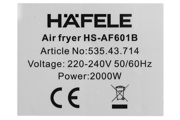 Nồi chiên không dầu Hafele 6.4 lít HS-AF601B (535.43.714) Màu Đen