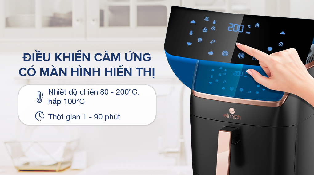 Nồi chiên không dầu hơi nước Elmich AFE-3945 7 lít - Bảng điều khiển