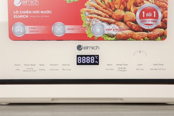 Lò chiên không dầu hơi nước Elmich AFE-3944 20 lít Màu Kem