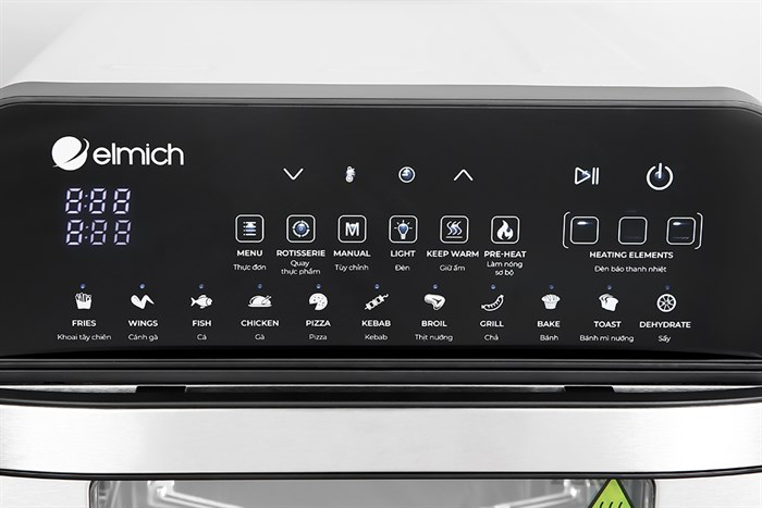 Lò chiên không dầu Elmich AFE-3950 14 lít Màu Đen - Bạc
