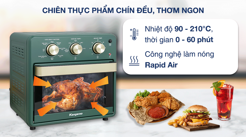 Lò chiên không dầu Kangaroo KG15AF2A 15 lít - 6