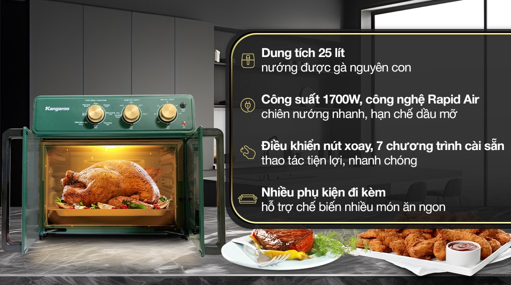 Lò chiên không dầu Kangaroo KG25AF2A 25 lít