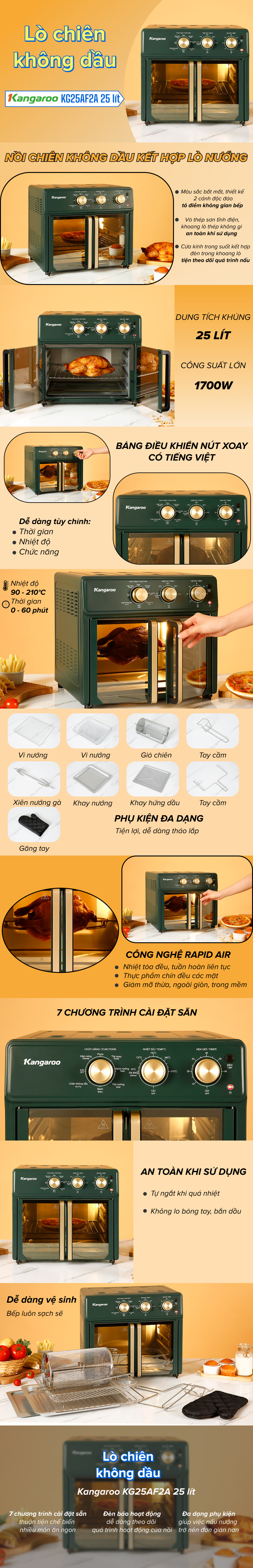 Lò chiên không dầu Kangaroo KG25AF2A 25 lít - Tổng quan