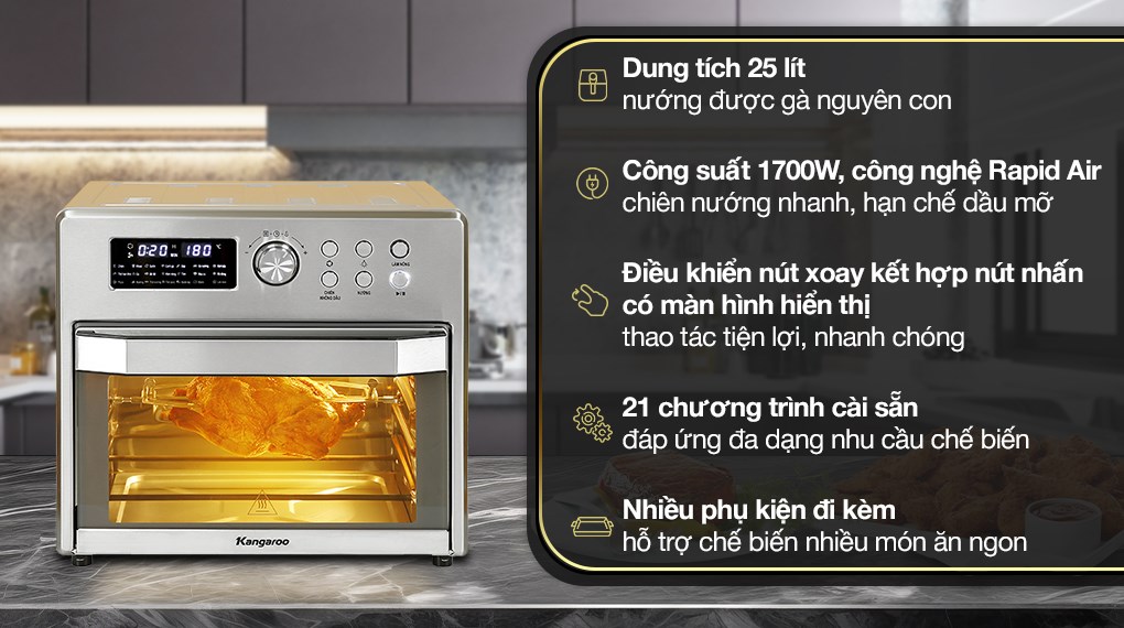 Lò chiên không dầu Kangaroo KG25AF1A 25 lít