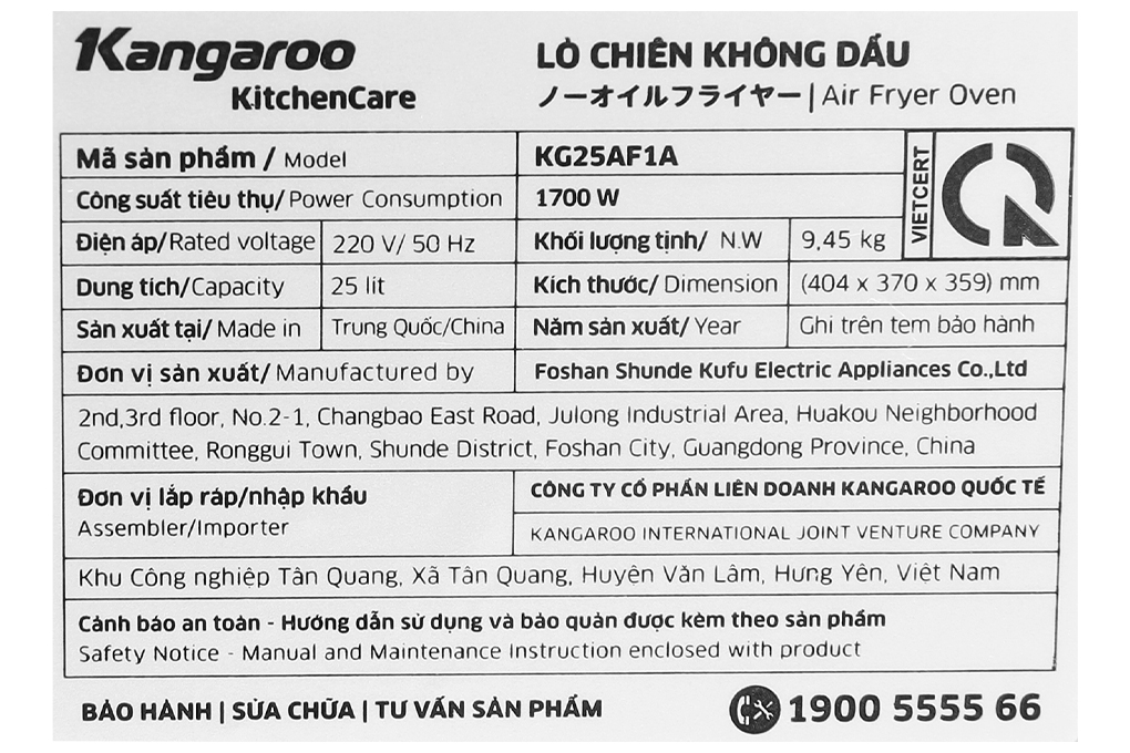 Lò chiên không dầu Kangaroo KG25AF1A 25 lít - 28
