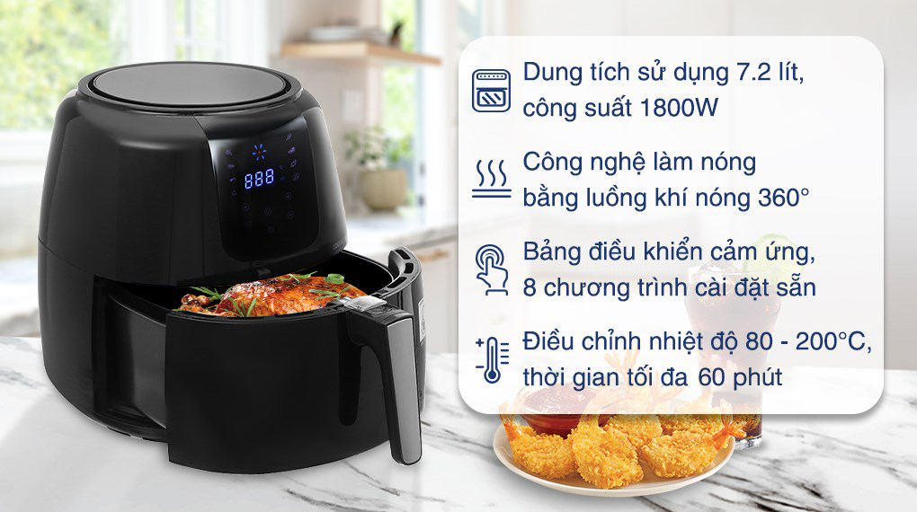 Nồi chiên không dầu Lock&Lock EJF296BLK 7.2 lít - Tổng quan