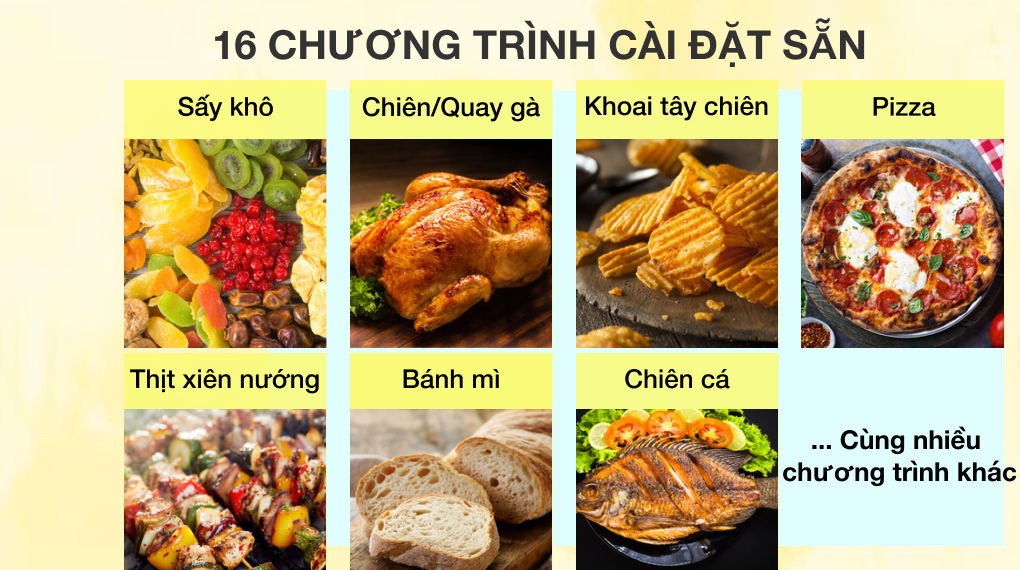 Lò chiên không dầu 2GOOD S20 14.5 lít - Chương trình nấu