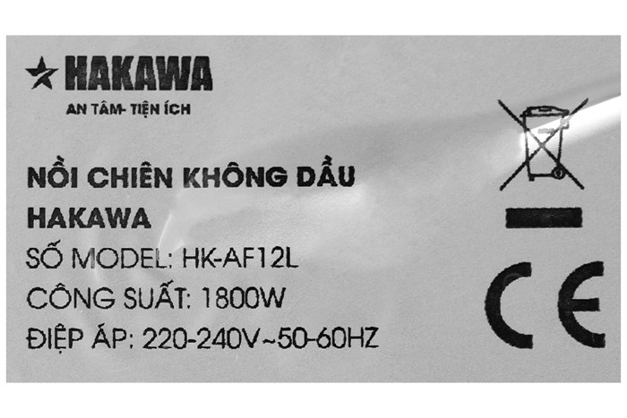 Lò chiên không dầu Hakawa HK-AF12L 12 lít Màu Đen