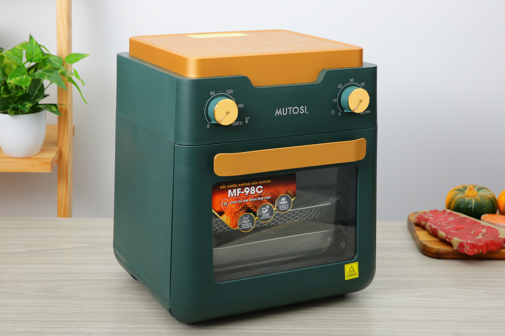 Lò chiên không dầu Mutosi MF-98C 12 lít Màu Xanh
