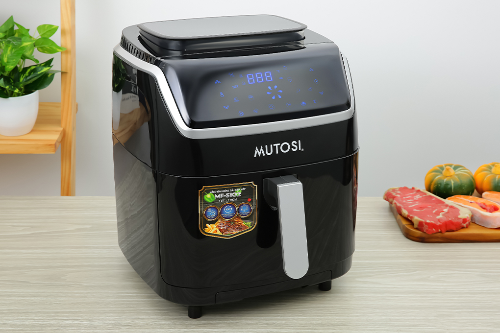 Nồi chiên không dầu kiêm hấp Mutosi MF-S102 7 lít Màu Đen