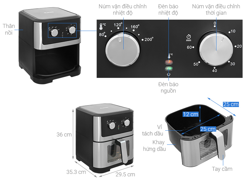 Nồi chiên không dầu Rapido RAF-8.0M 8 lít