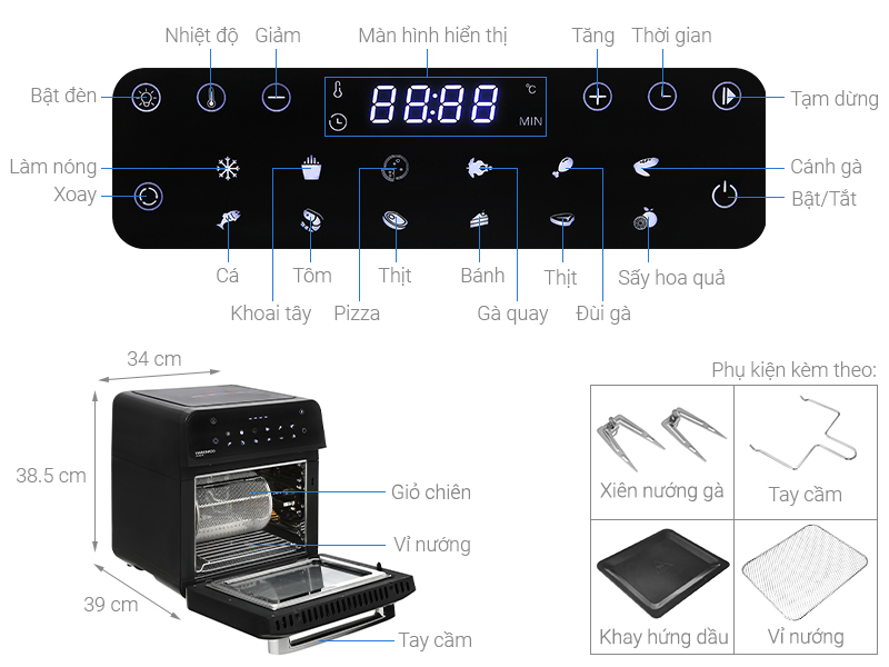 Lò chiên không dầu Hawonkoo 12 lít AFH-120-BA