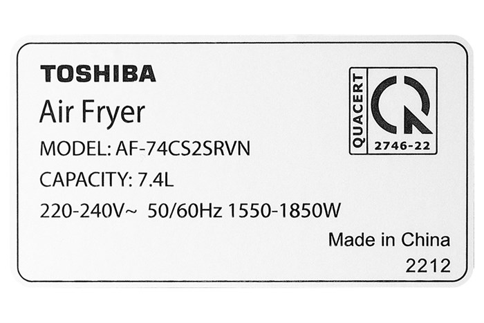 Nồi chiên không dầu Toshiba 7.4 lít AF-74CS2SRVN(B) Màu Xanh