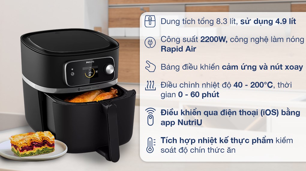 Nồi chiên không dầu Philips 8.3 lít HD9880/90 - 6