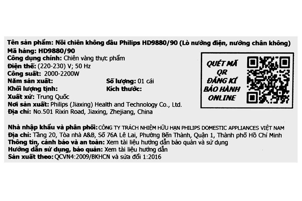 Nồi chiên không dầu Philips 8.3 lít HD9880/90 Màu Đen