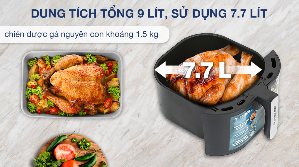 Nồi chiên không dầu Sunhouse SHD4089 9 lít - Dung tích