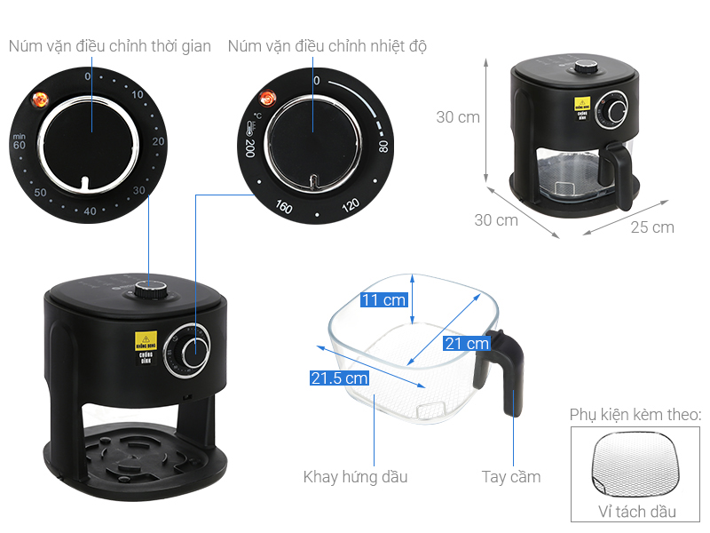 Nồi chiên không dầu Mishio 6 lít MK-349