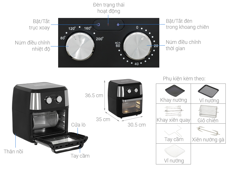 Lò chiên không dầu Ferroli 12 lít FAF-12M