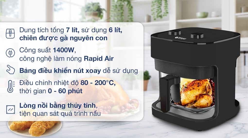 Nồi chiên không dầu Mishio 7 lít MK373