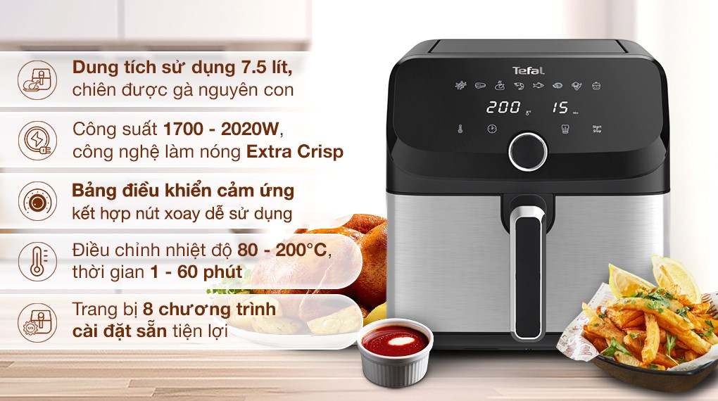 Nồi chiên không dầu Tefal EY855D68 7.5 lít